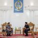 Gubernur Sulawesi Selatan, Andi Sudirman Sulaiman menerima kunjungan Kapoksahli Danpushidrosal (Kepala Tim Inspeksi Pushidrosal) TNI